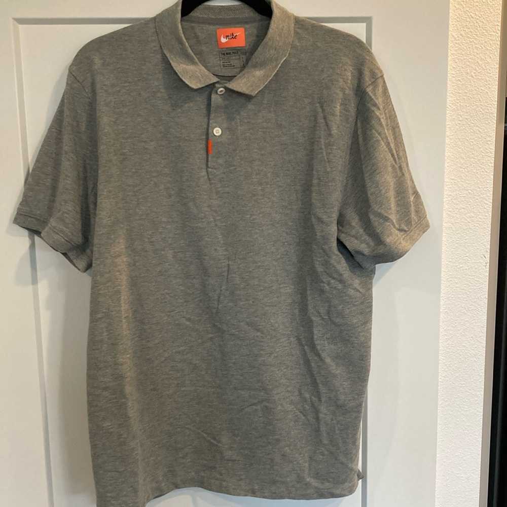The Nike Polo Dri-Fit Gray/Orange Size L (NWOT)